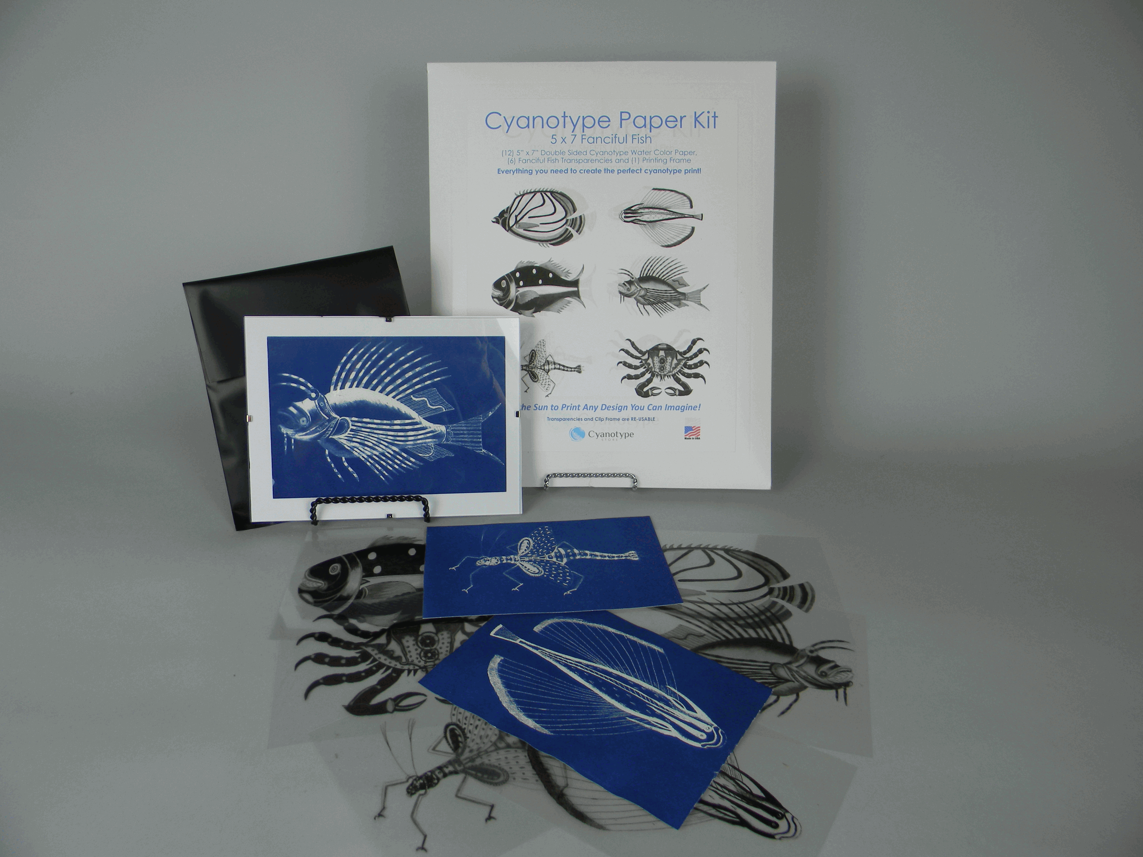 5 x 7 Cyanotype Paper Kit (white) Fanciful Fish :: Cyanotype Kits ::  Cyanotype Store