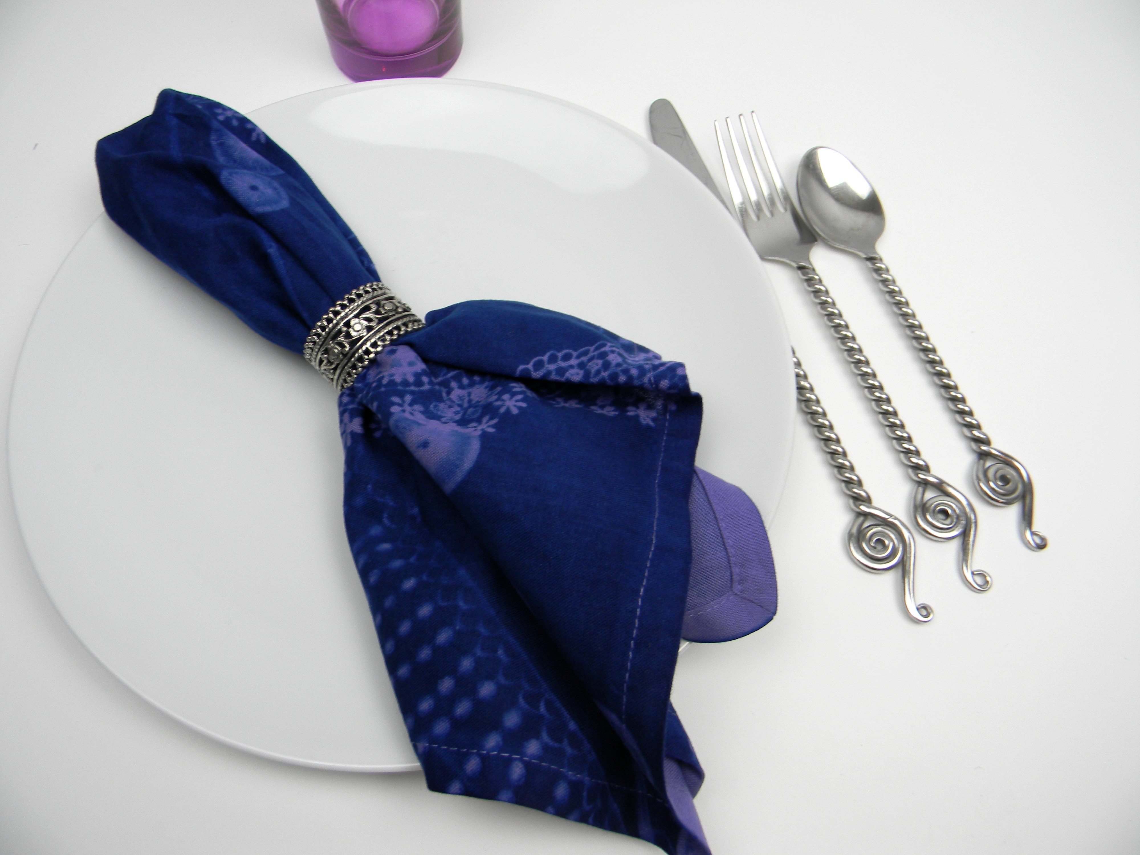 Cyanotype Cotton Table Napkins - Lavender
