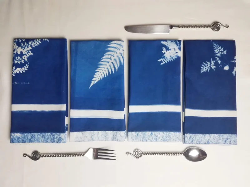 Cyanotype Cotton Table Napkins - Leaf - Image 3