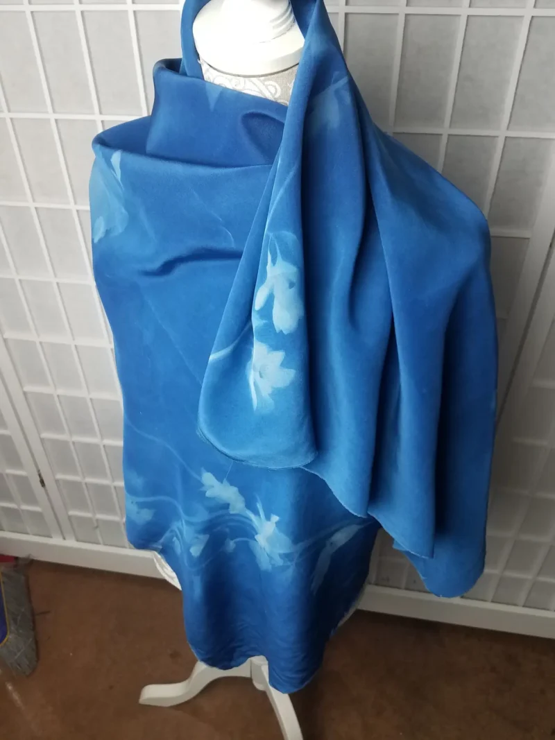 cyanotype silk scarves (white) - 12" x 60" - Image 2